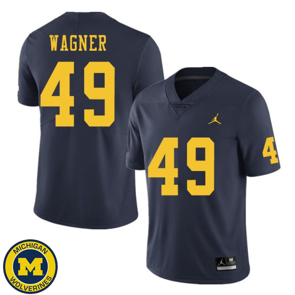 Men Michigan Wolverines #49 William Wagner Navy NCAA Football Jersey